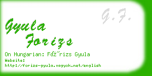 gyula forizs business card
