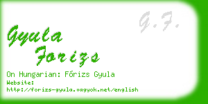 gyula forizs business card